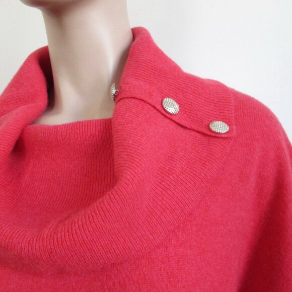 Coral Cashmere Sweater Cowl Neck w/ Buttons Women's 1X Plus Size - Picture 2 of 9
